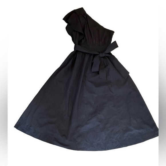 NWT Madewell Ruffled One-Shoulder Midi Dress black 0 - Picture 5 of 9